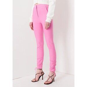 Derek Lam 10 Crosby Camryn Ruched Pants Bright Pink NWT Size 8 Retail $395 NEW